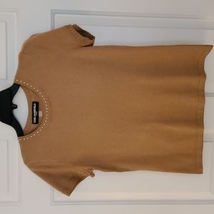 Karl Lagerfeld Pearl Studded Short Sleeve Sweater Size Small
